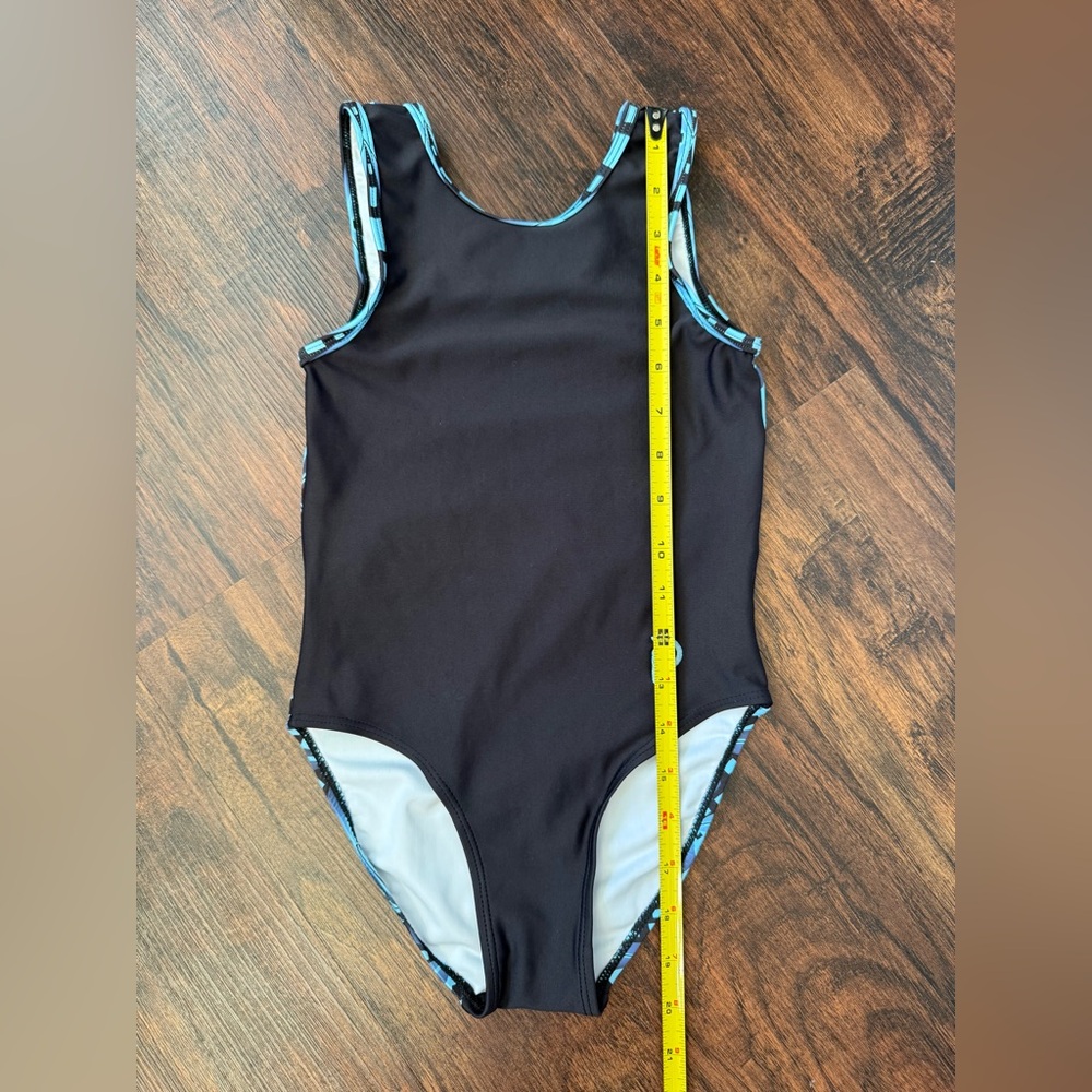 Plum Practicewear Leotard Geometric Black And Blue Size Child M Gymnastics - Picture 7 of 9